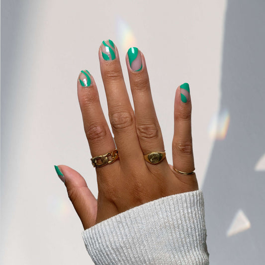 The Lazy Mani nail stickers - A'dam Good Time - on handmodel