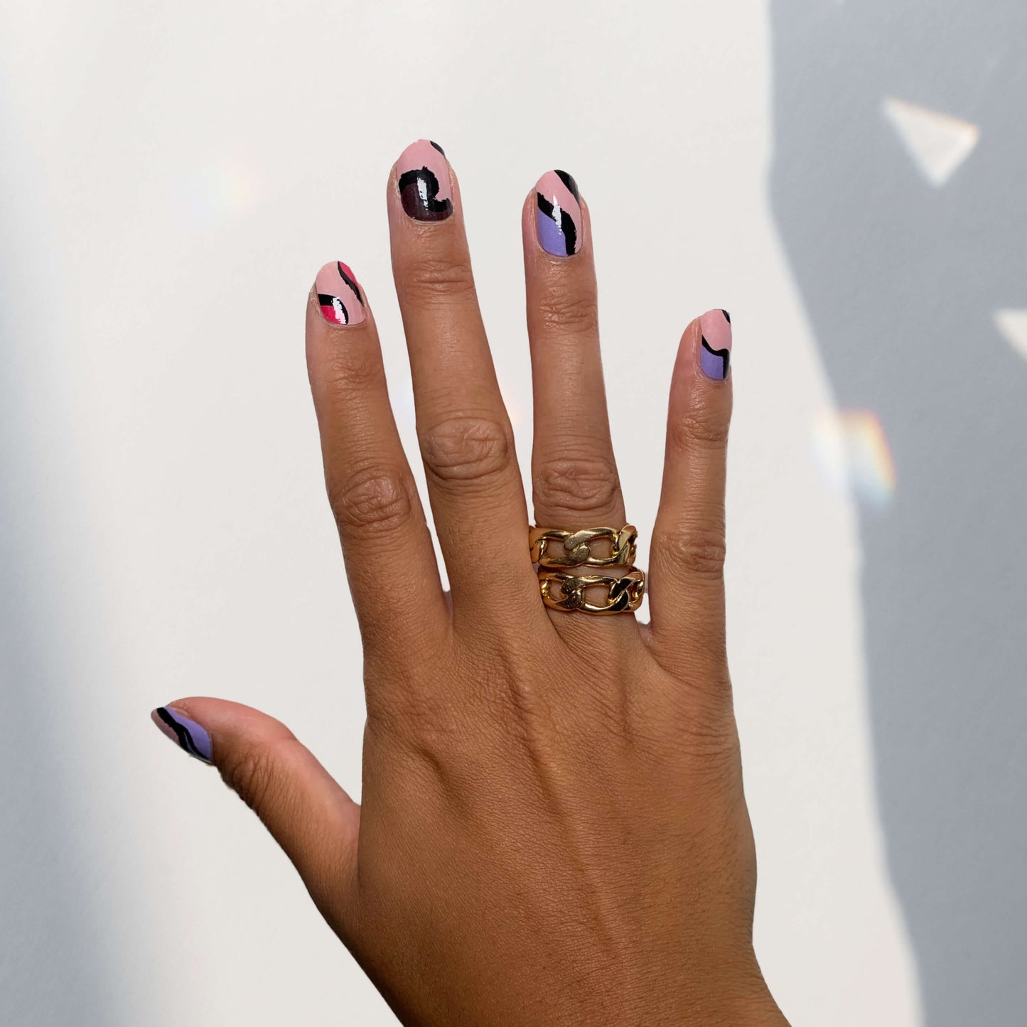 The Lazy Mani nail stickers - Basel Baddie - on handmodel